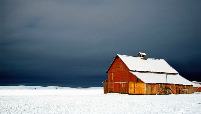 Dark Sky Looms over Barn by Gary Hamburgh - All Rights Reserved